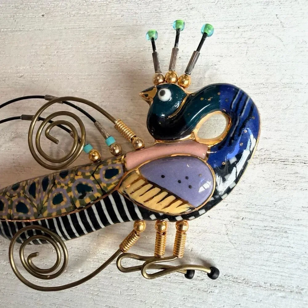 Jewelry 10 Whimsical Peacock Porcelain Art Brooch